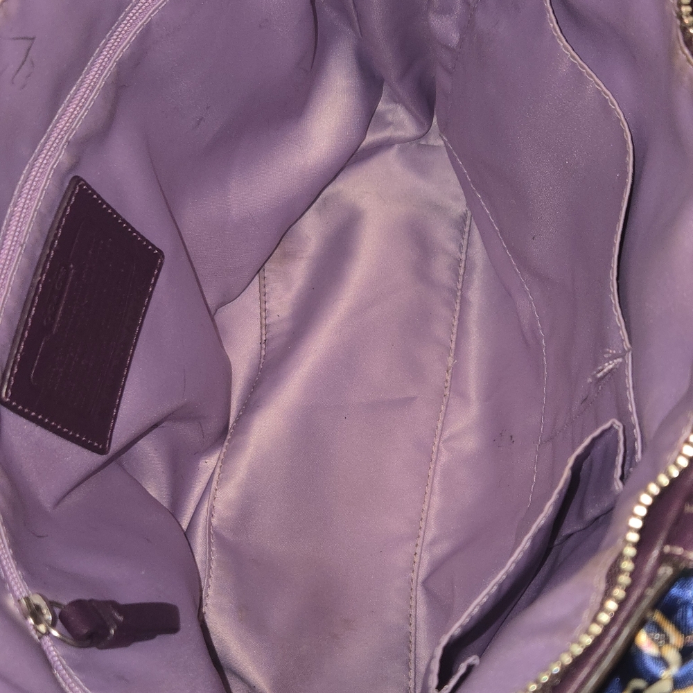 Coach Deep Purple Leather Tote - Picture 15 of 17